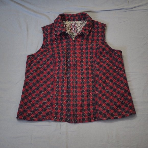 Handmade Jackets & Blazers - Vintage Quilted Vest Womens Handmade Reversible Plaid Patchwork Cottage Capsule